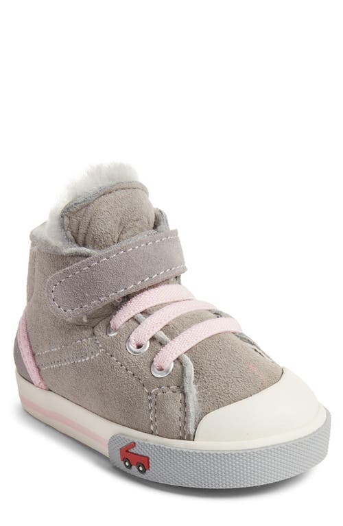 See Kai Run Devon Genuine Shearling Lined Sneaker in Gray Shearling at Nordstrom, Size 10 M