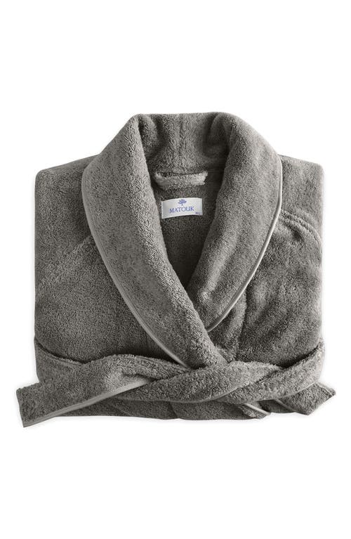 Shop Matouk Cairo Terry Robe In Smoke Gray/smoke Gray