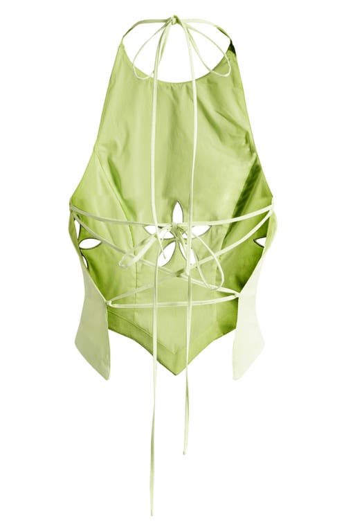 MISTRESS ROCKS MISTRESS ROCKS FLORAL CUTOUT OPEN BACK HALTER TOP