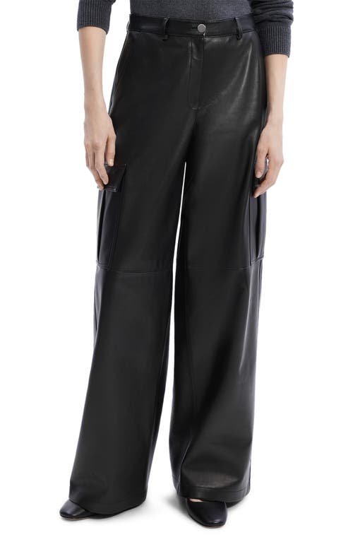 Shop Theory Leather Cargo Pants In Black