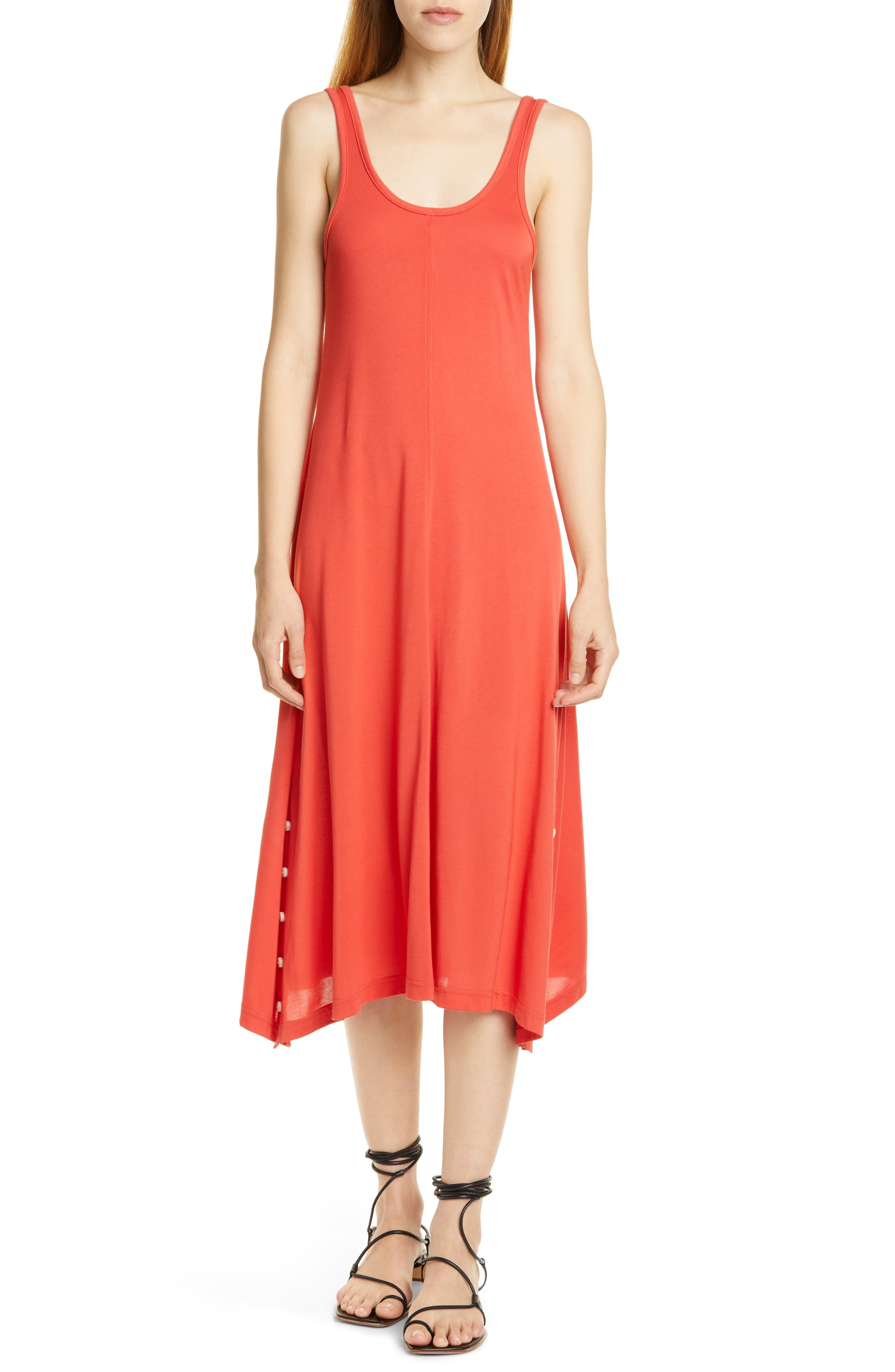 Rag & Bone Allegra Button Hem Midi Dress, Red