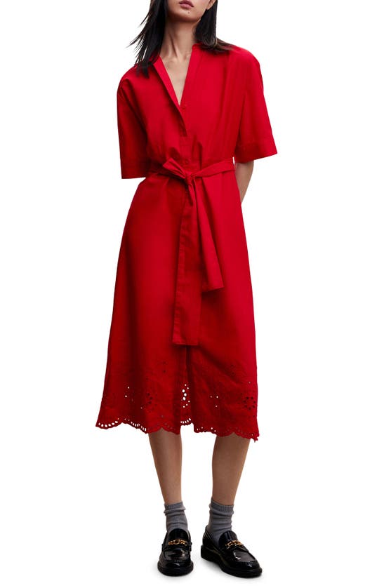 red smock dress Female Red V Neck Tired Smock Dress Small-34 main image 0