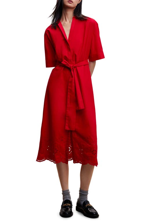 MANGO Eyelet Embroidered Cotton Shirtdress