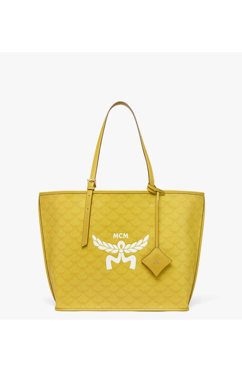 Mcm Printed Canvas Shopping Bag In Lemon Gold