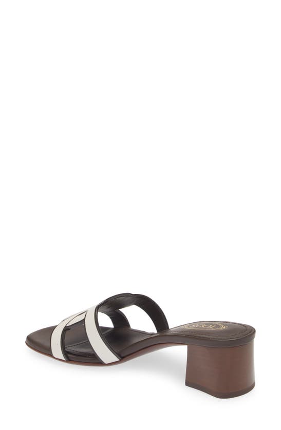 Shop Tod's Kate Chain Detail Block Heel Slide Sandal In White