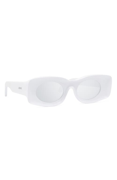 Shop Loewe Paula's Ibiza Original 49mm Small Rectangular Sunglasses In White/smoke Mirror