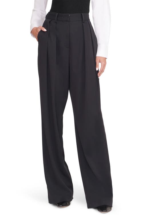 STAUD Luisa Pleated Wide Leg Pants in Black