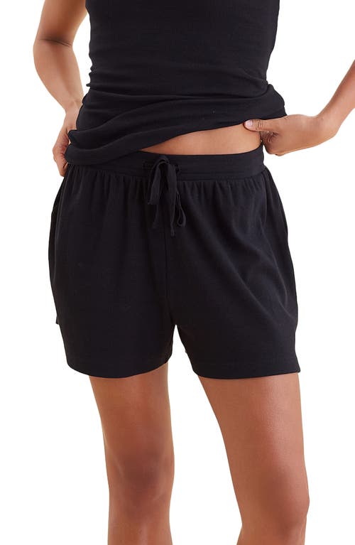 Shop Papinelle Milla Rib Pajama Shorts In Black