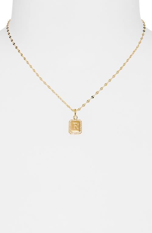 Leith Initial Pendant Necklace In R- Clear- Gold