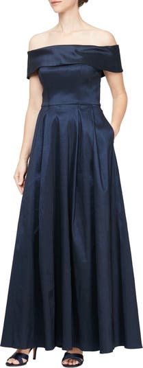 Off the Shoulder Taffeta Formal Ballgown