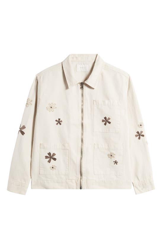 Shop Pacsun Floral Embroidered Cotton Jacket In Cream