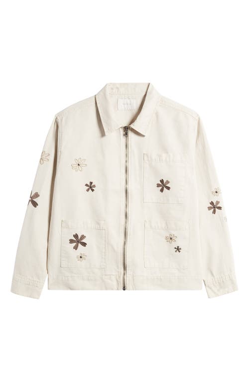 Floral Embroidered Cotton Jacket in Cream
