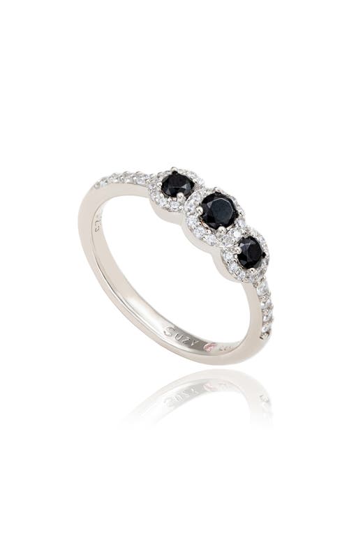 Suzy Levian Black Cubic Zirconia Ring In Black