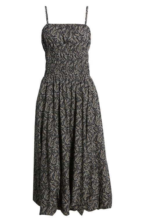 Madewell Bubble Hem Midi Sundress In Amira Black Print