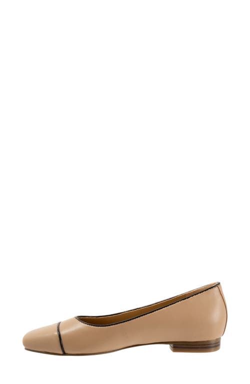 Trotters Harbor Cap Toe Flat In Beige/ Black