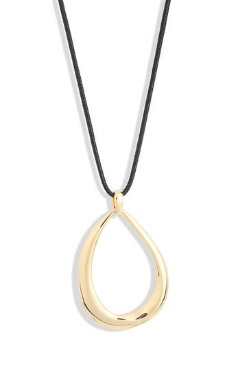 Nordstrom Rack Open Teardrop Pendant Necklace In Black- Gold