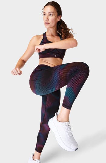 SWEATY BETTY power workout leggings in gray dapple print size XXS Athletic