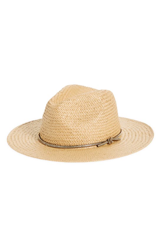 Melrose And Market Novelty Trim Panama Hat In Dark Natural Combo