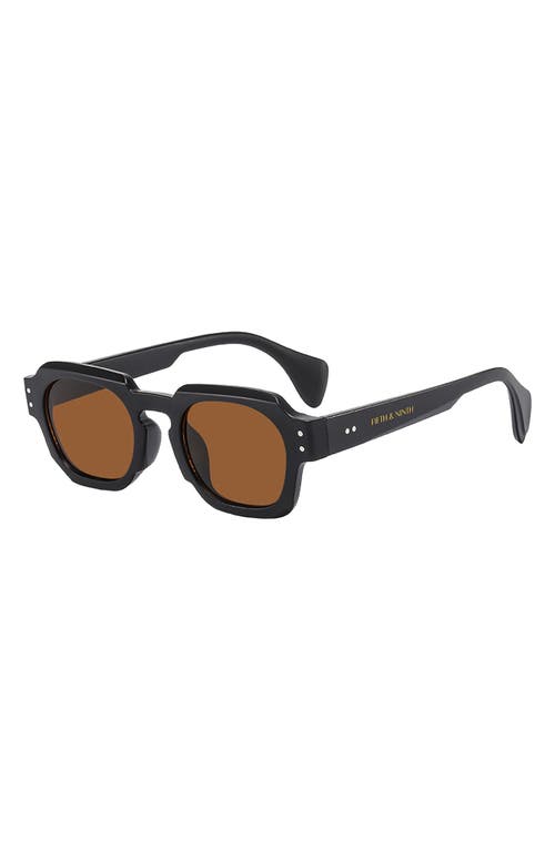 Shop Fifth & Ninth Echo 50mm Polarized Rectangular Sunglasses In Black/brown