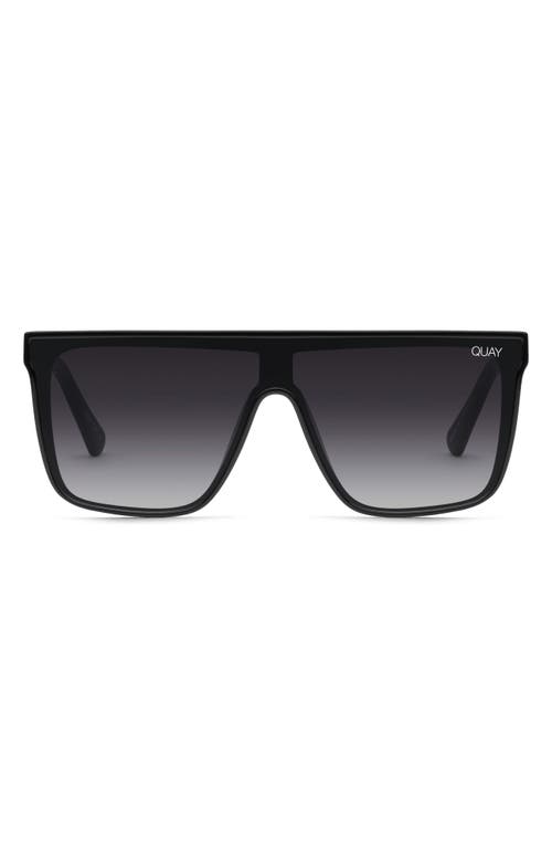 Shop Quay Nightfall 52mm Polarized Shield Sunglasses In Black/smoke