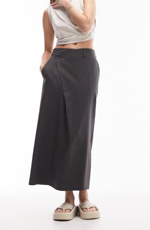 Tailored Pinstripe Maxi Skirt in Grey