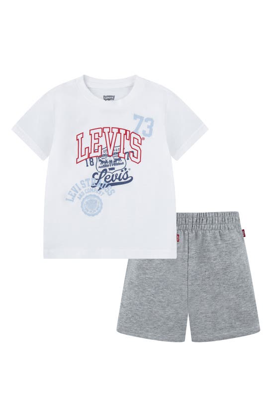 Shop Levi's® Kids' Logo T-shirt & Shorts Set In Bright White