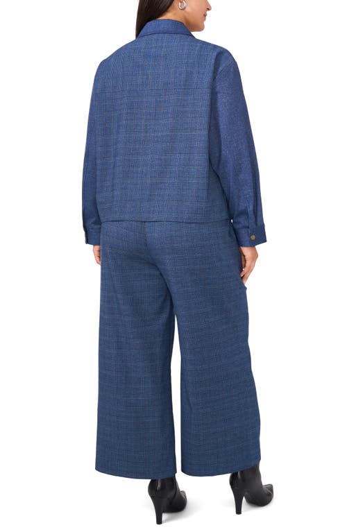 Shop Vince Camuto Plaid Wide Leg Pants In Classic Navy