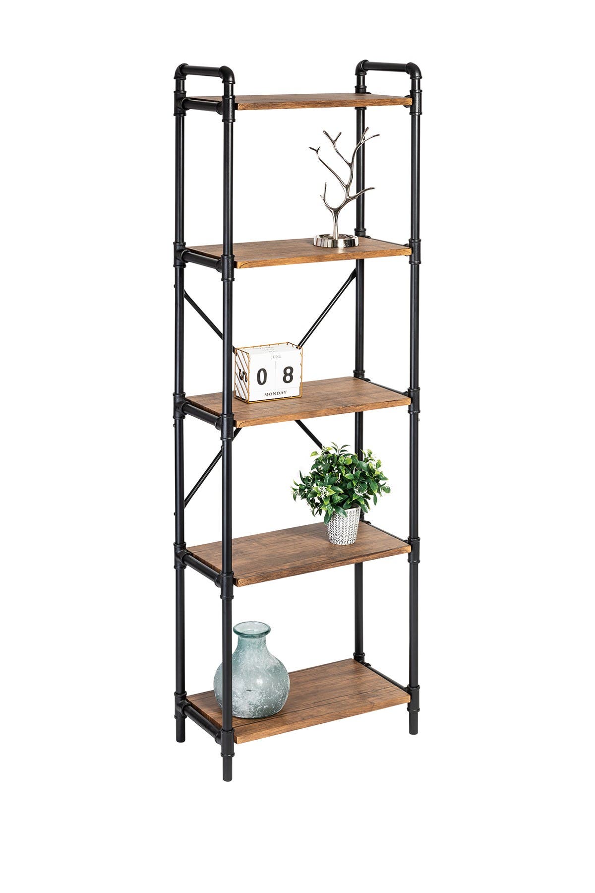 Honeycando 5tier Industrial Black Bookshelf In Rustic ModeSens