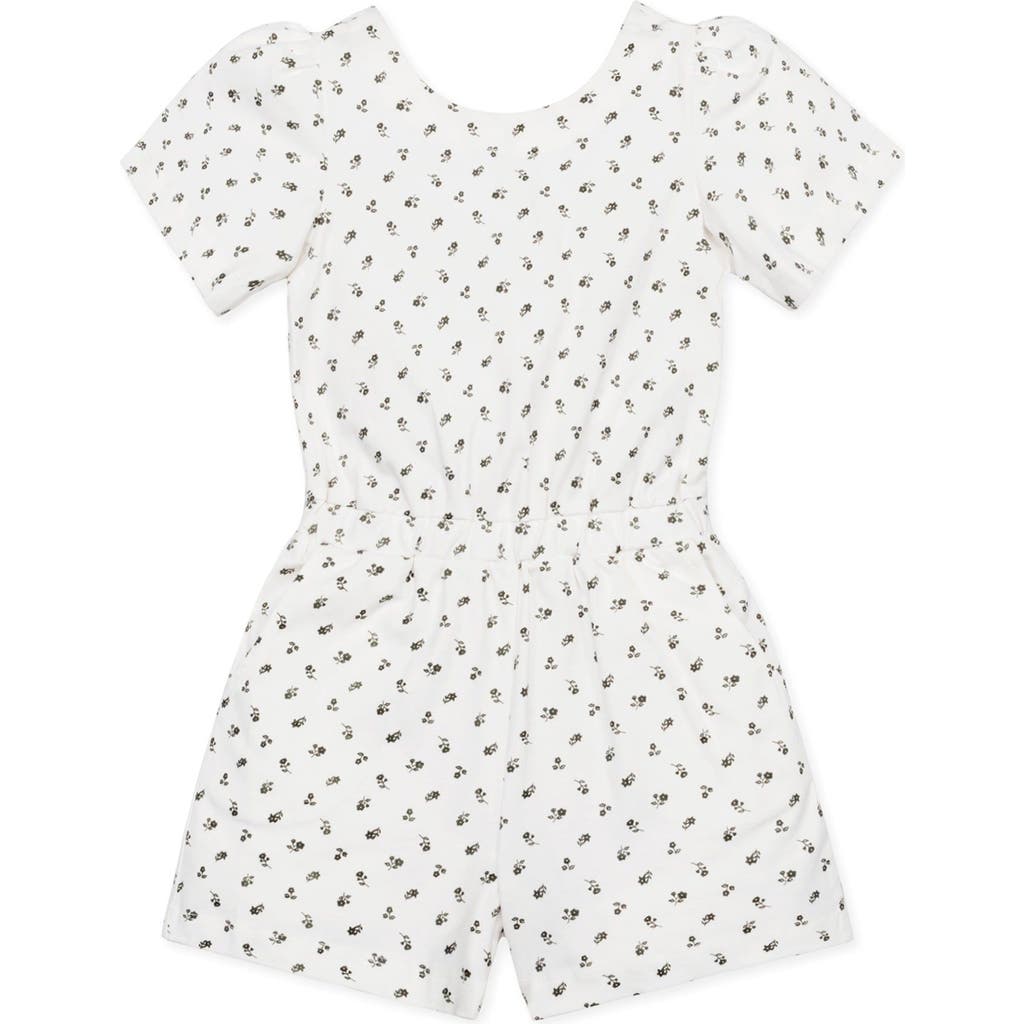 Hope & Henry Organic Girls' Flutter Sleeve Wrap Back Knit Romper, Kids In Provence Ditsy Floral