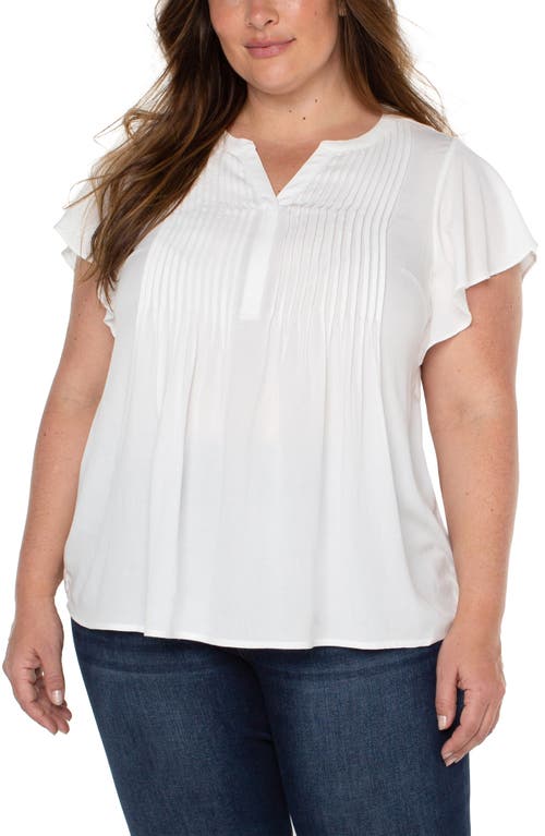 Liverpool Pintuck Flutter Sleeve Top in White