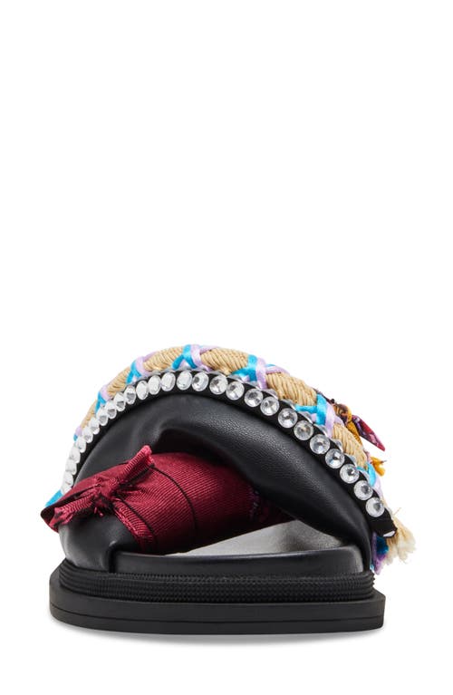Steve Madden Women's Leisure Scarf Embellished Footbed Sandals In Black Multi