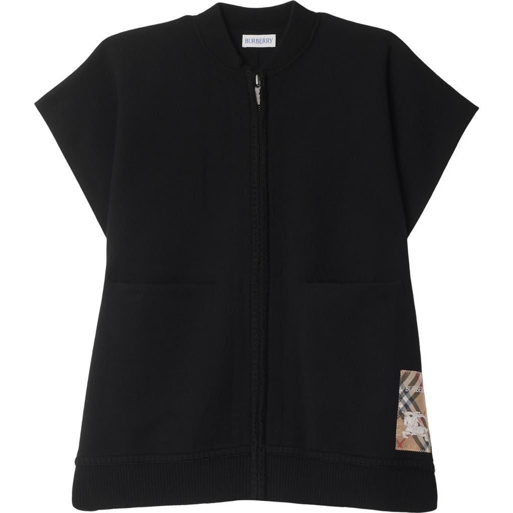 Burberry Check-print Logo-patch Cape In Black