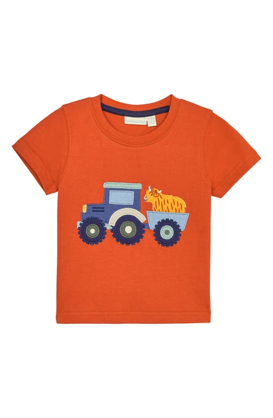 Shop Jojo Maman Bébé Tractor Cow Appliqué T-shirt & Shorts Set In Rust