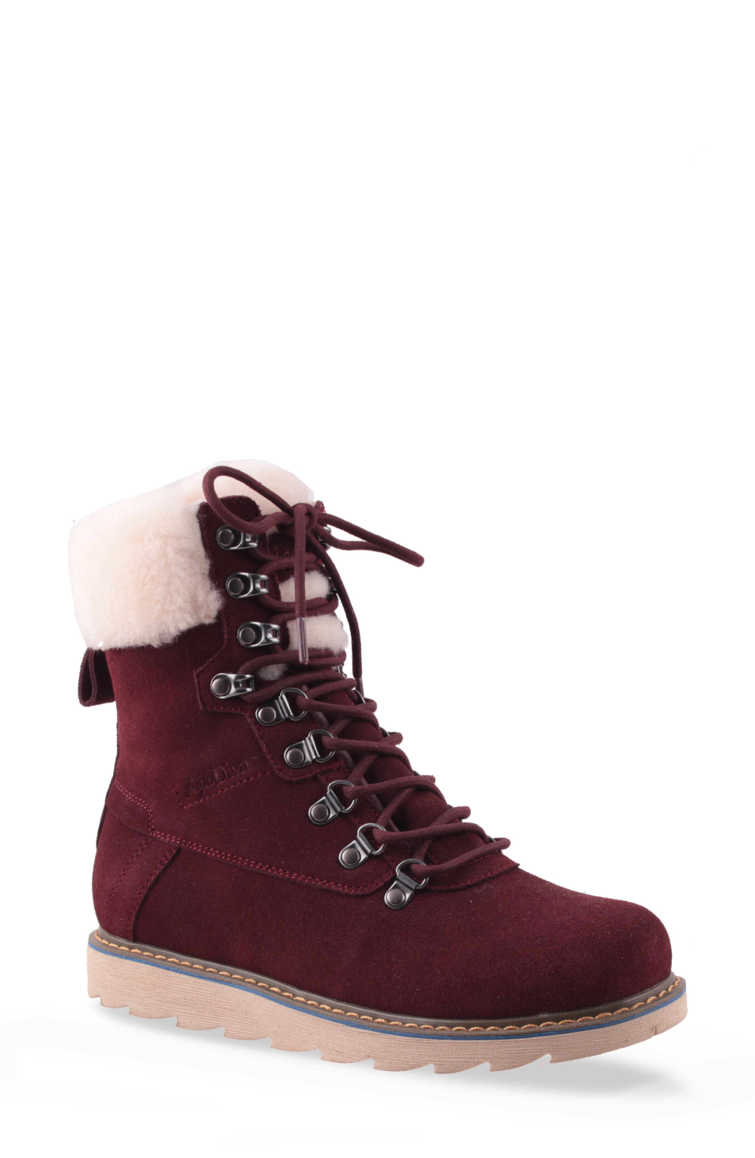 burgundy snow boots