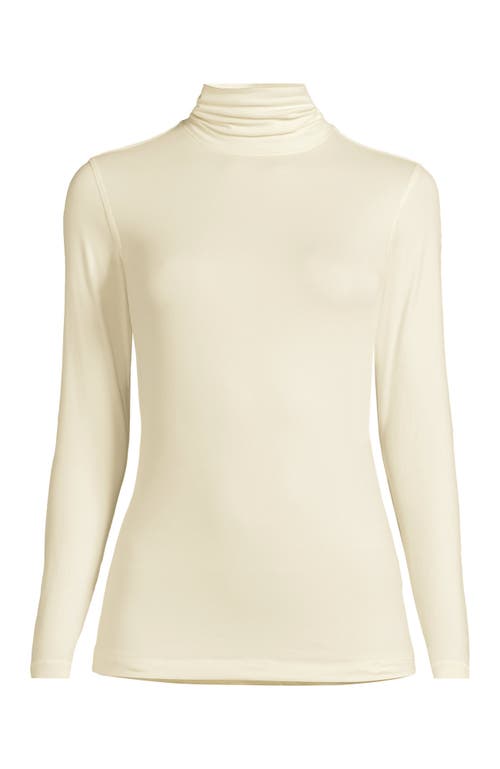 Shop Lands' End Baselayer Cozy Thermaskin Turtleneck Top In Fresh Ivory