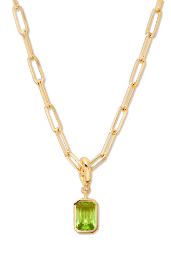 Shop Brook & York Mackenzie Birthstone Paper Clip Chain Pendant Necklace In Gold - August