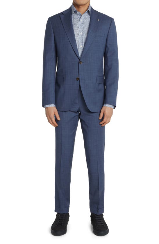 Jack Victor Esprit Soft Constructed Plaid Stretch Wool Suit In Blue ...