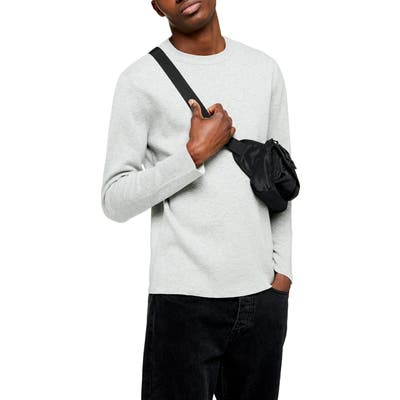 Topman Double Face Crewneck Sweater, Grey