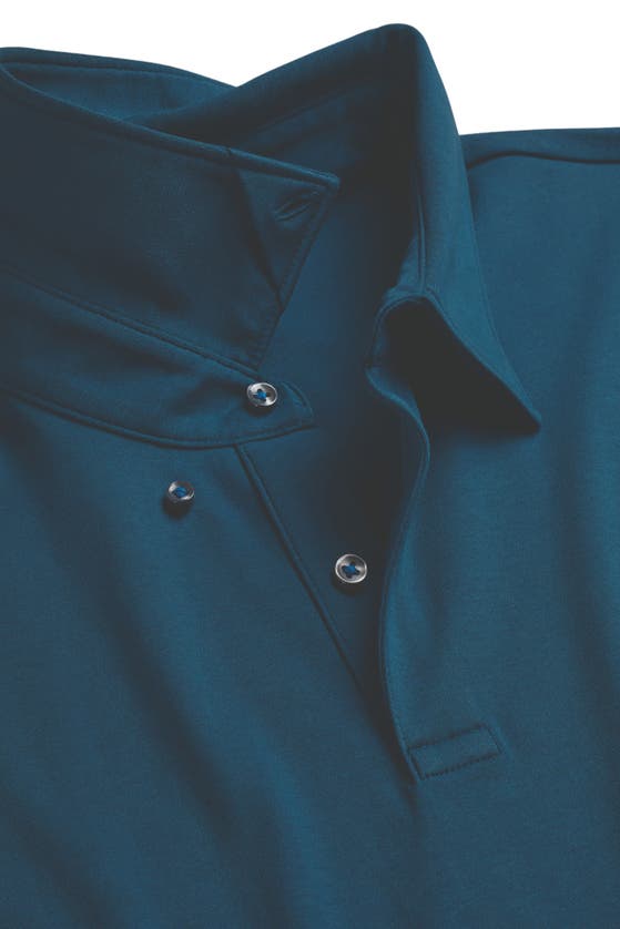 Shop Charles Tyrwhitt Plain Long Sleeve Jersey Polo In Turquoise Blue