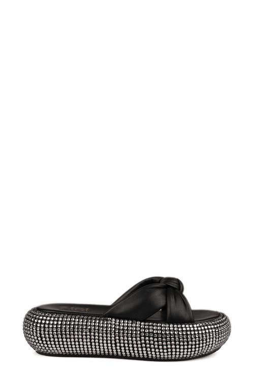 Zigi Sabella Rhinestone Platform Slide Sandal In Blk Leathe