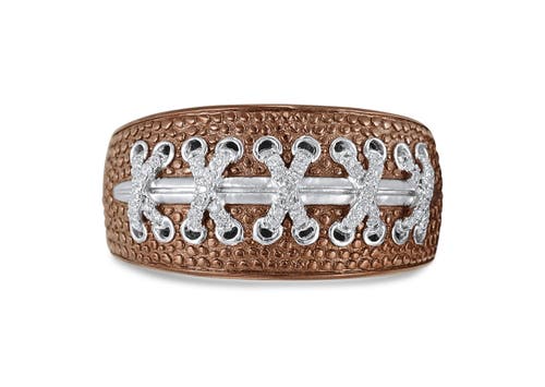 Shop Luvmyjewelry Touchdown American Football Diamond Band Men Ring In Brown