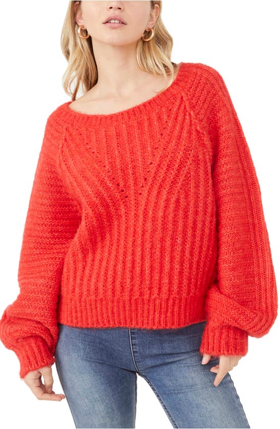 Free People Carter Pullover In Red Hot