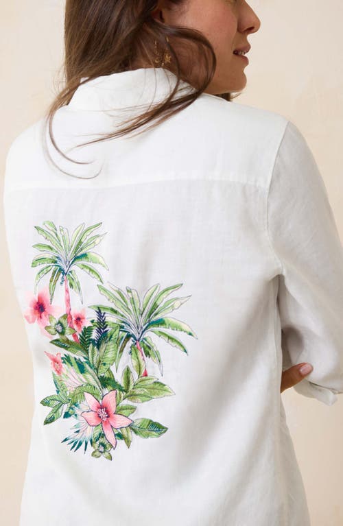 Tommy Bahama Coastal Palms Embroidered Linen Button-up Shirt In White