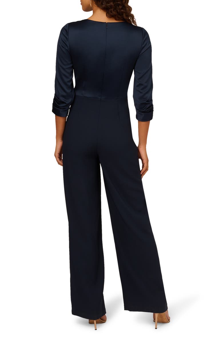 Adrianna Papell Belted Wide Leg Satin Crepe Jumpsuit | Nordstrom