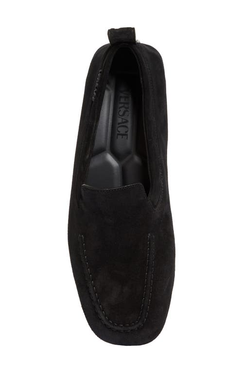 Shop Versace Greca Motif Driving Loafer In Black