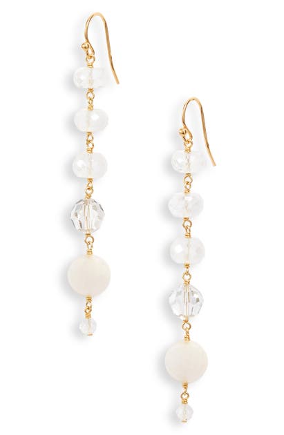 CHAN LUU SWAROVSKI CRYSTAL & IMITATION PEARL LINEAR DROP EARRINGS