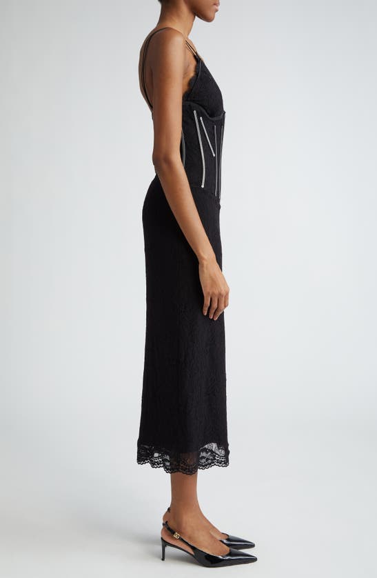Dolce & Gabbana Dolce Gabbana Lace Calf-length Slip Dress In Nero