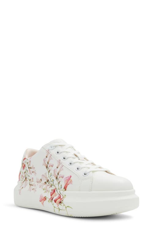 ALDO Peono Floral Platform Sneaker in Other White