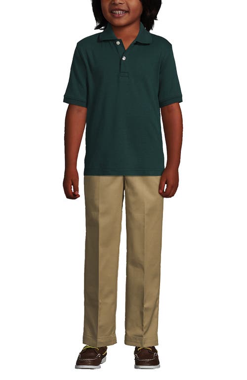 Shop Lands' End School Uniform Kids Short Sleeve Interlock Polo Shirt In Evergreen