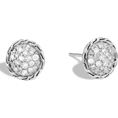 John Hardy Chain Classic Pave Diamond Stud Earrings